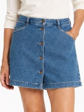Vintage Jones New York Sport Denim Skort Shorts Sz 10 Button Front 90s Skirt JNY